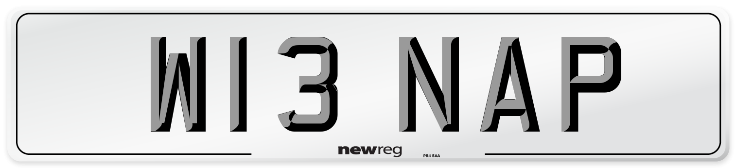 W13 NAP Number Plate from New Reg